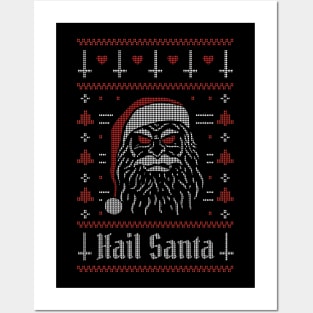 Hail Santa // Funny Evil Santa Ugly Christmas Sweater Posters and Art